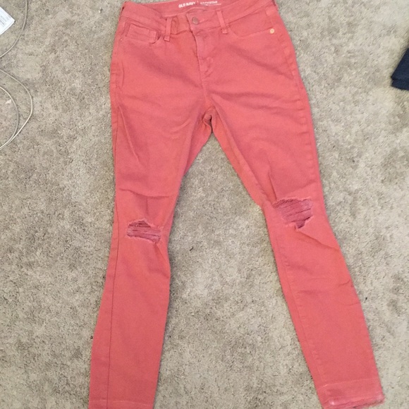 Old Navy Denim - Old navy Cute pink ripped jeans rockstar mid rise